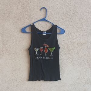 Make Offer! Black Sleeveless Fitted Tank Top with Cocktail‎ Design
